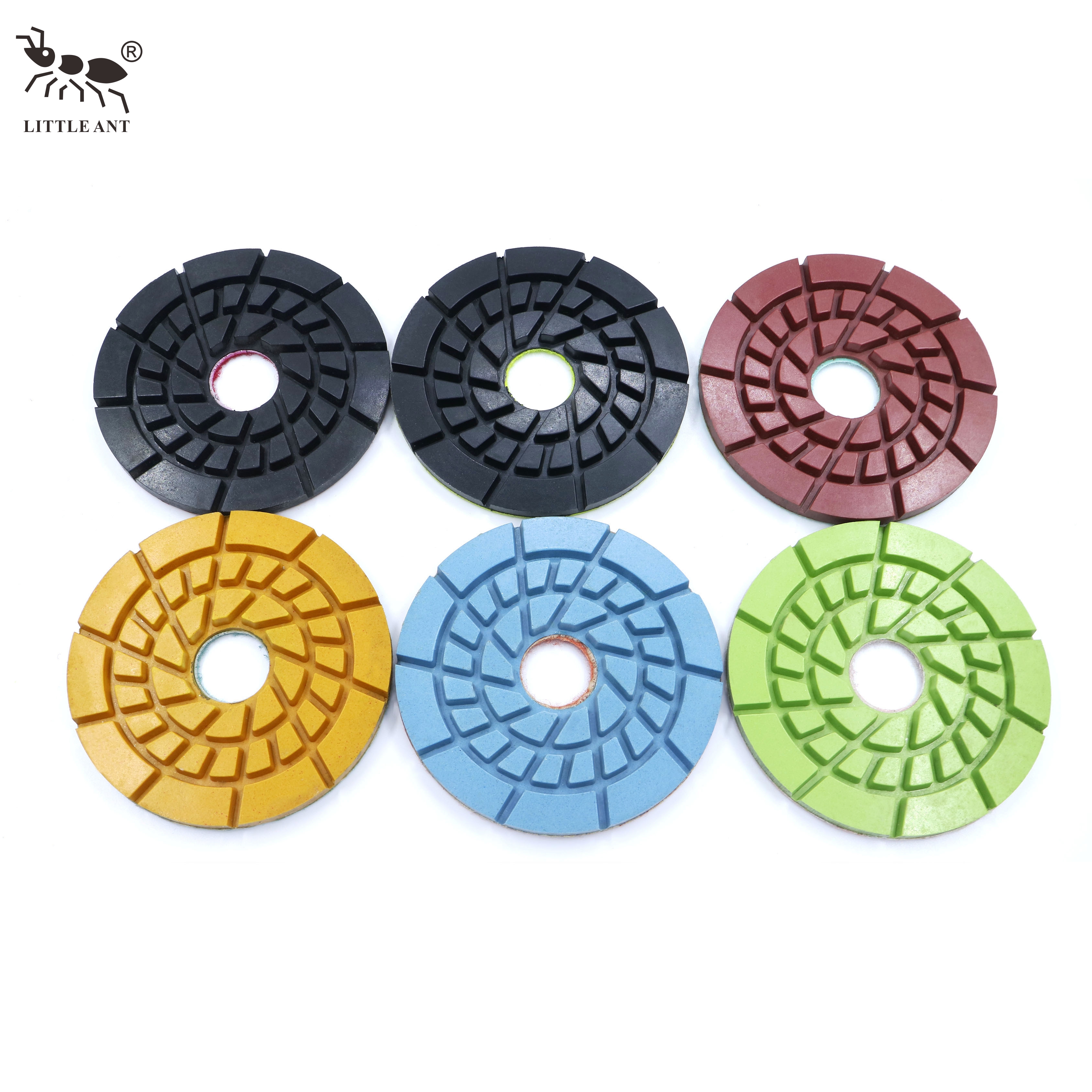 Kleine Ameise 5 "125 mm Schnecke Schloss Harzbodenpolierkissen mit PVC -Backing Nass verwenden 5 Zoll Granit Marmor Terrazzo Quarz