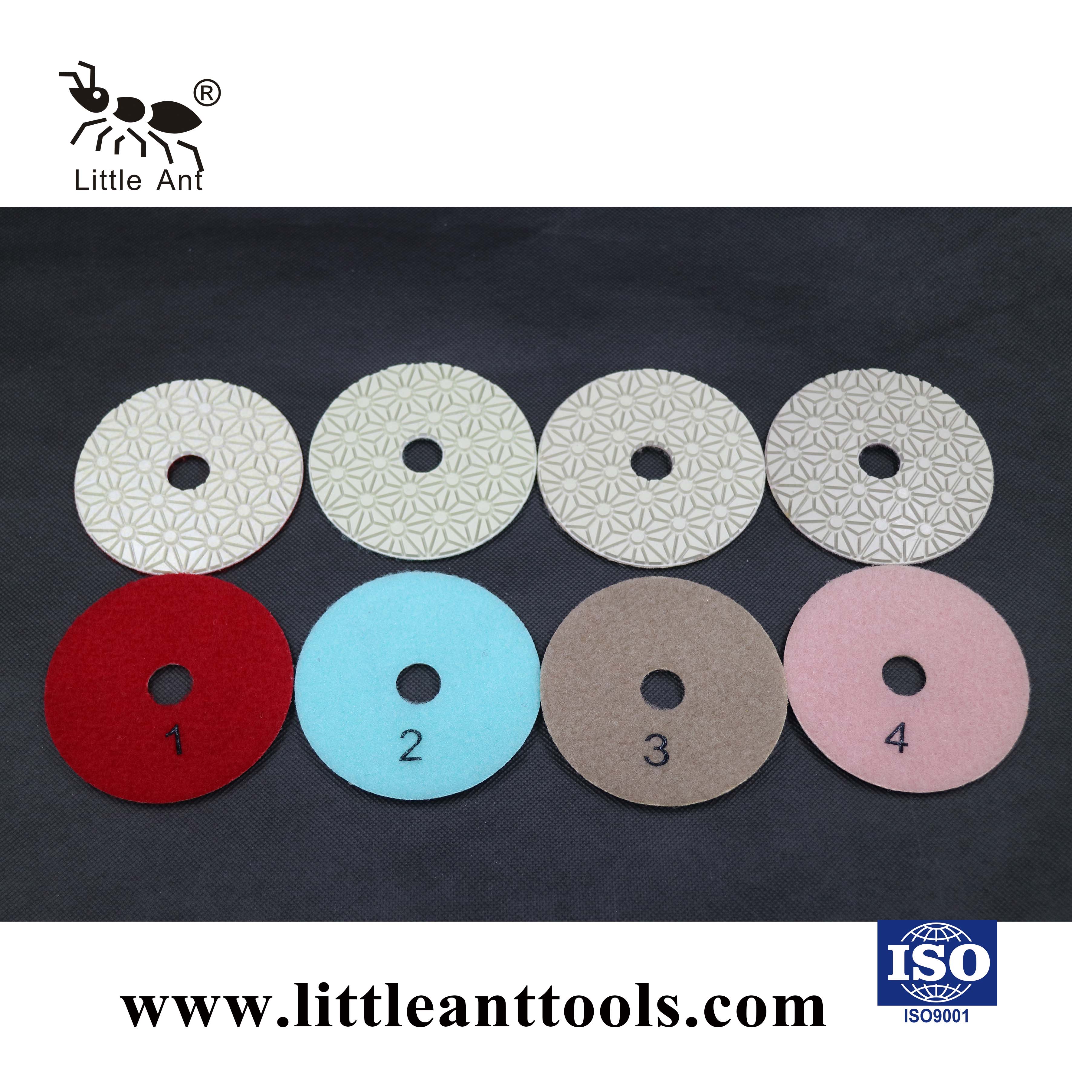 Kleine Ameise 3 oder 4 Stufen Blumenmodell Diamant Nasspolierkissen flexibel für Steinmarmor Granit Terrazzo -Kalkstein Beton Beton