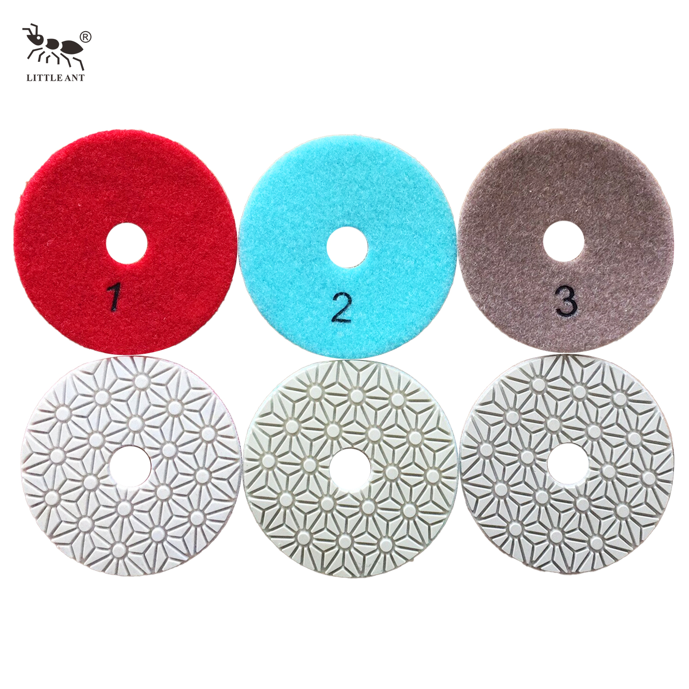 Kleine Ameise 3 oder 4 Stufen Blumenmodell Diamant Nasspolierkissen flexibel für Steinmarmor Granit Terrazzo -Kalkstein Beton Beton