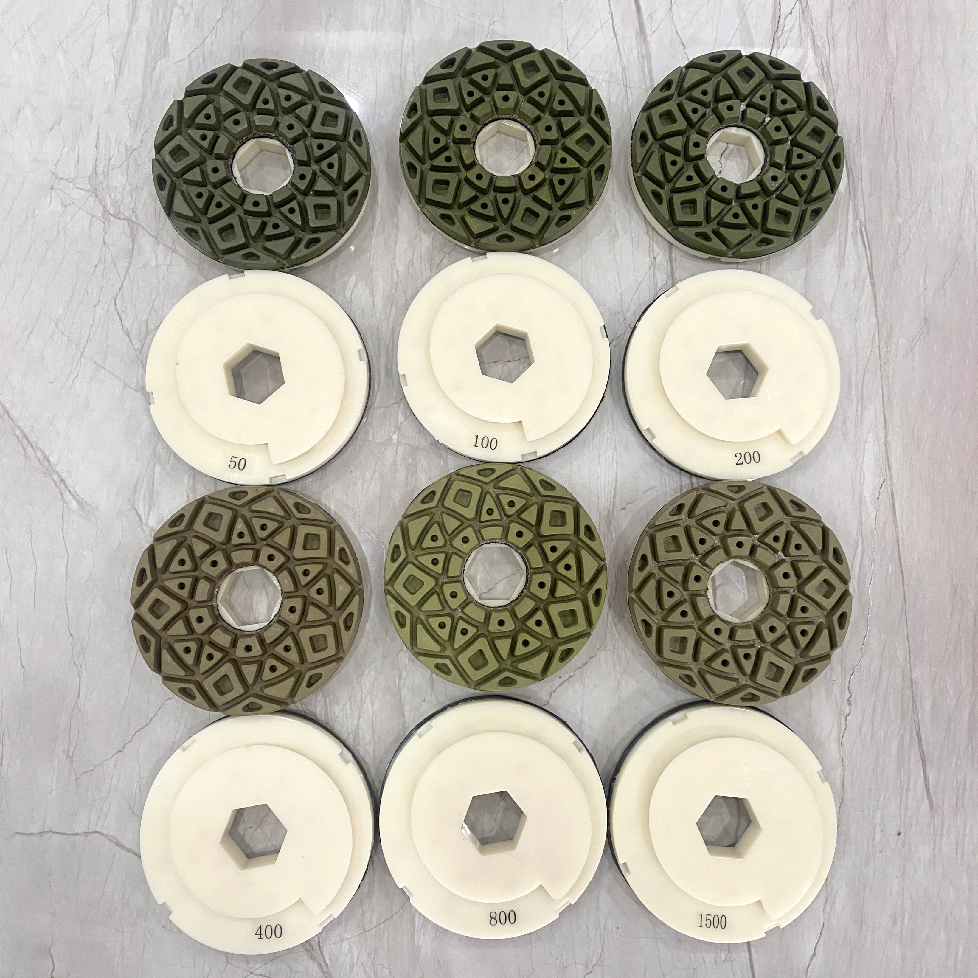 Little Ameisenschneckenschloss 5 Zoll 125 mm Harzkantenpolierkissen mit PVC -Backer Granit Marmor Terrazzo Quarz