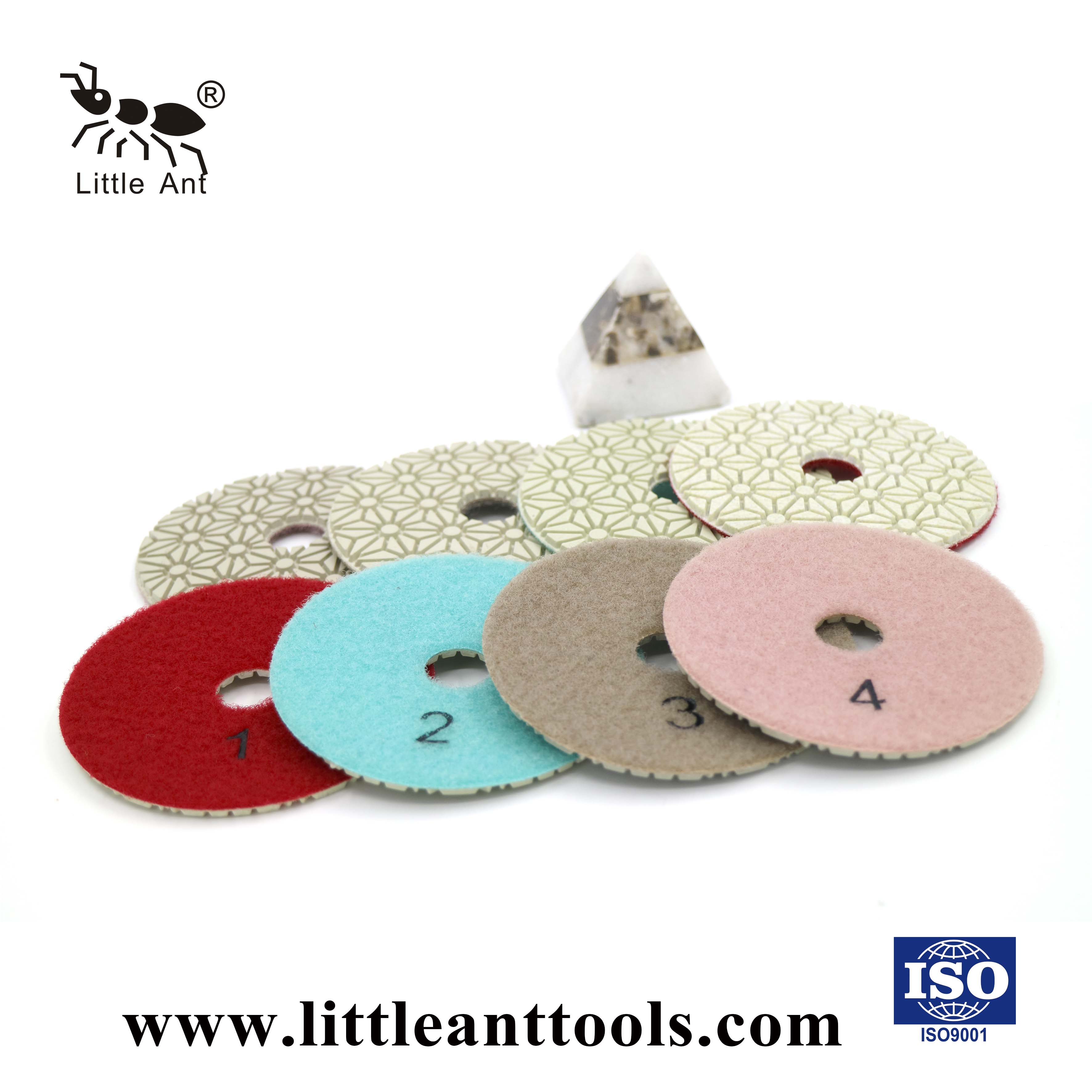 Kleine Ameise 3 oder 4 Stufen Blumenmodell Diamant Nasspolierkissen flexibel für Steinmarmor Granit Terrazzo -Kalkstein Beton Beton